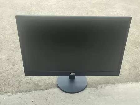 黑色电脑显示器 简约圆形底座，第 1 张图片