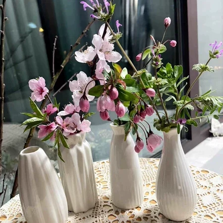 白色陶瓷花瓶 家居花艺摆件
